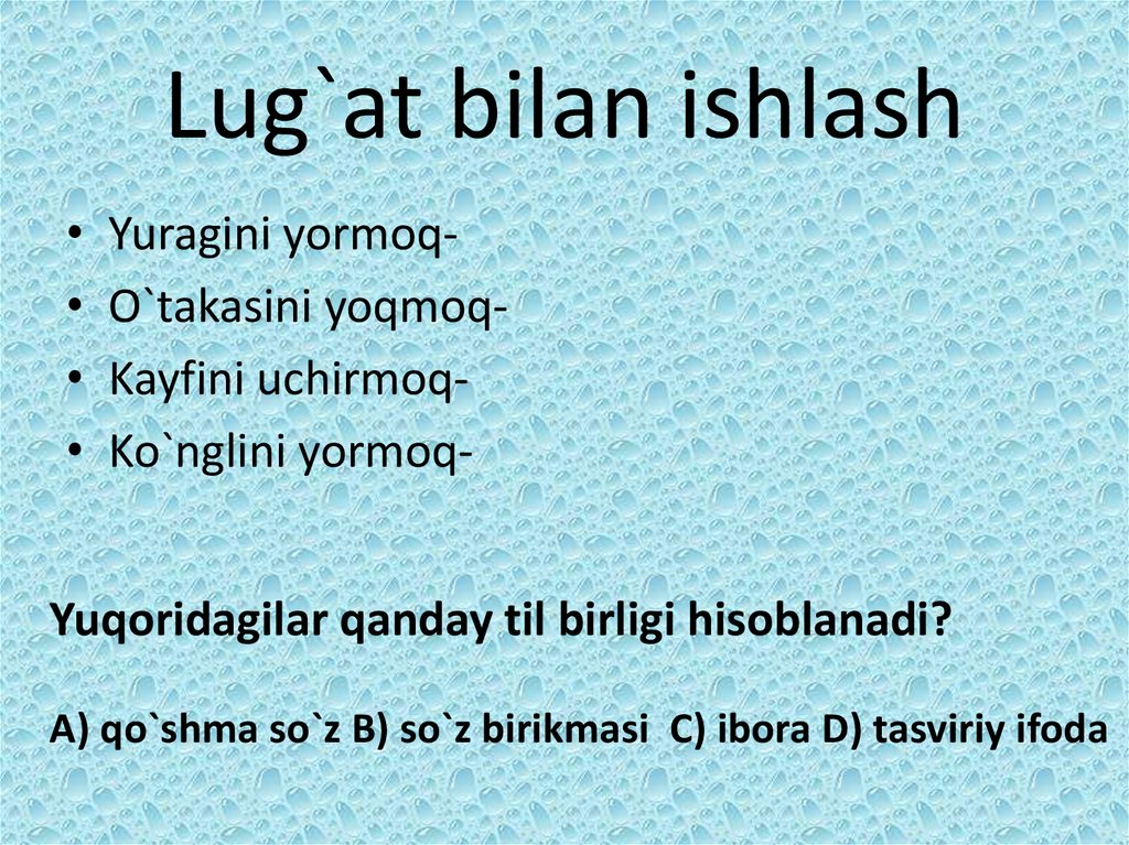Lug`at bilan ishlash