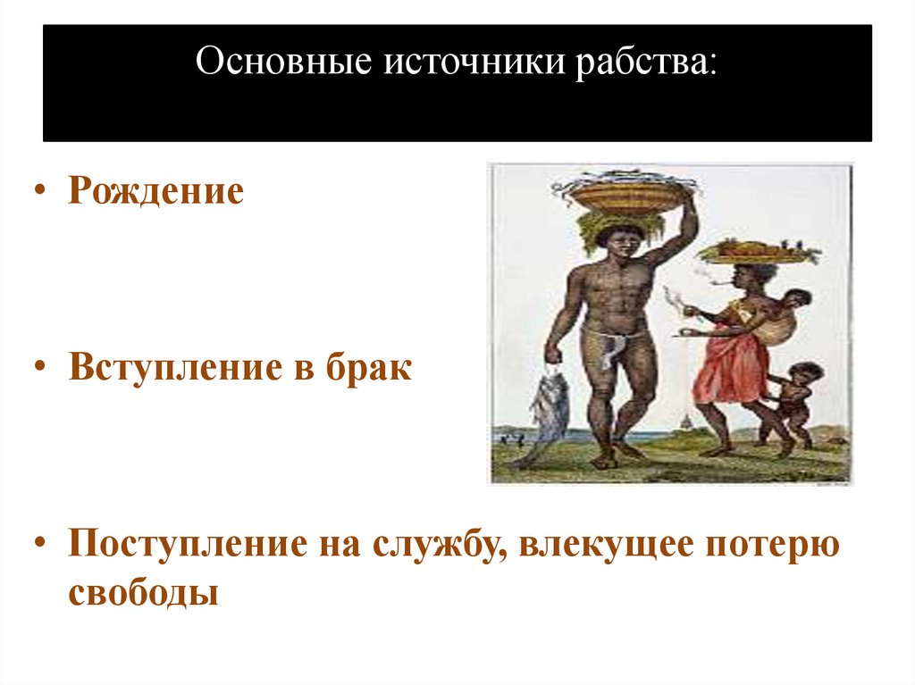Основные источники рабства: