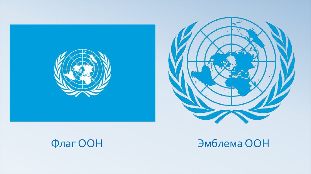 Флаг ООН ⠀⠀ ⠀⠀ ⠀⠀ ⠀⠀ ⠀ ⠀Эмблема ООН