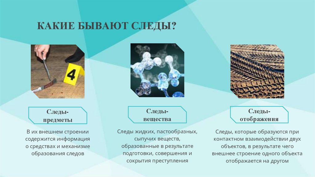 КАКИЕ БЫВАЮТ СЛЕДЫ?