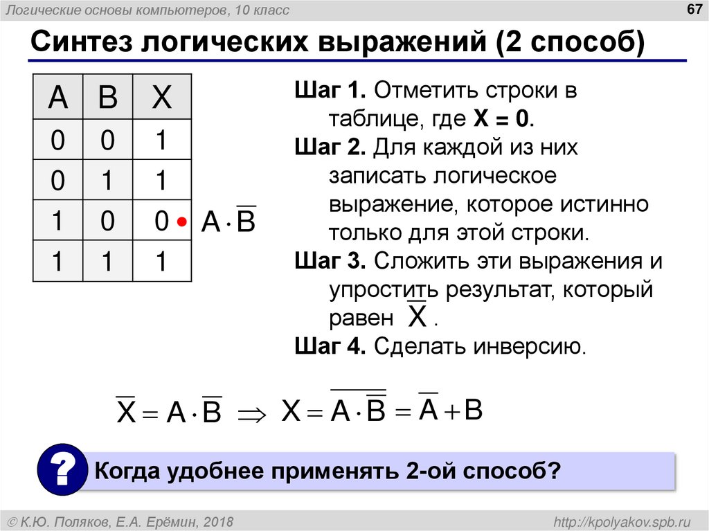 Логические основы компьютеров