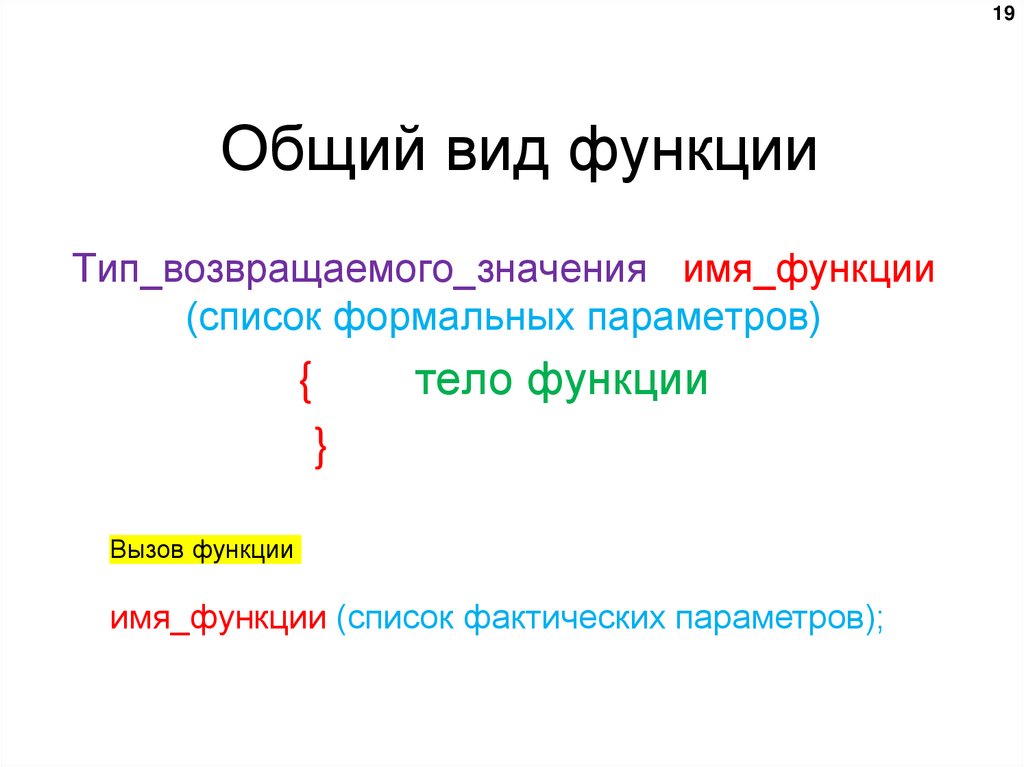 Общий вид функции