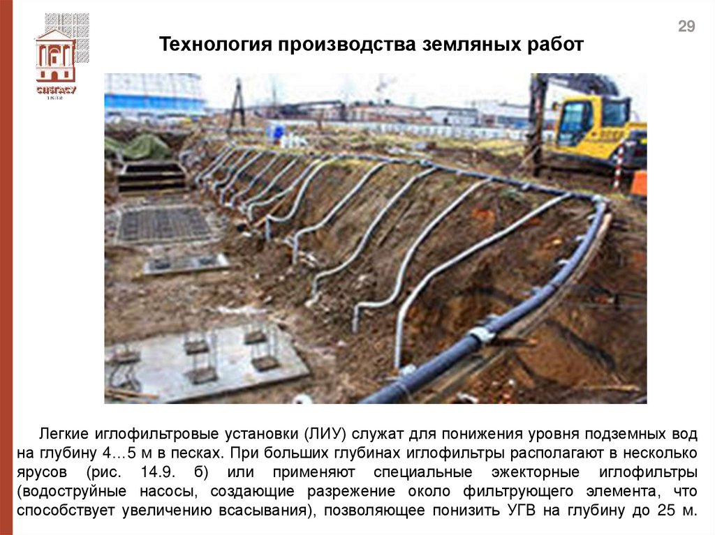 Технология производства земляных работ