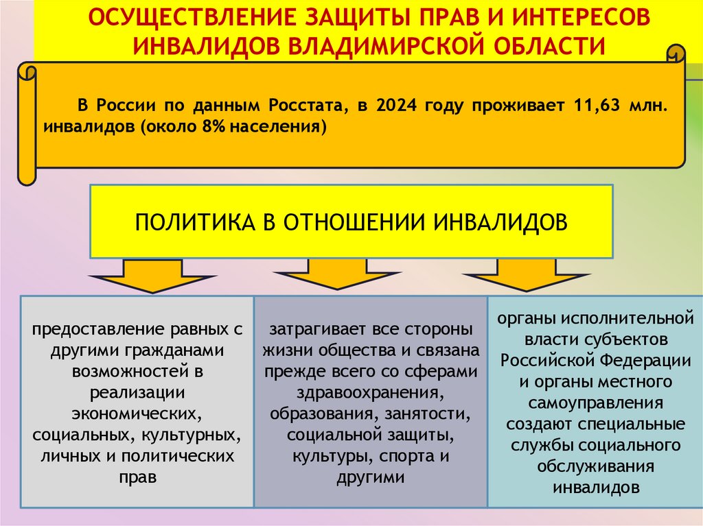 Осуществление защиты прав и интересов инвалидов Владимирской области