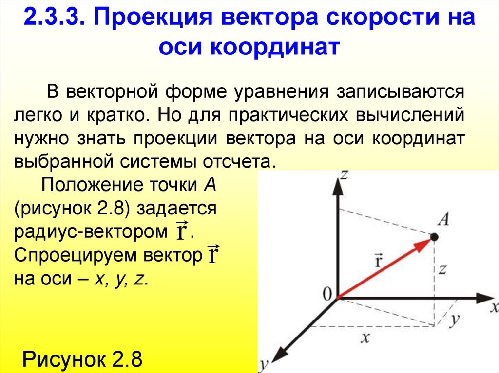 2.3.3. Проекция вектора скорости на оси координат