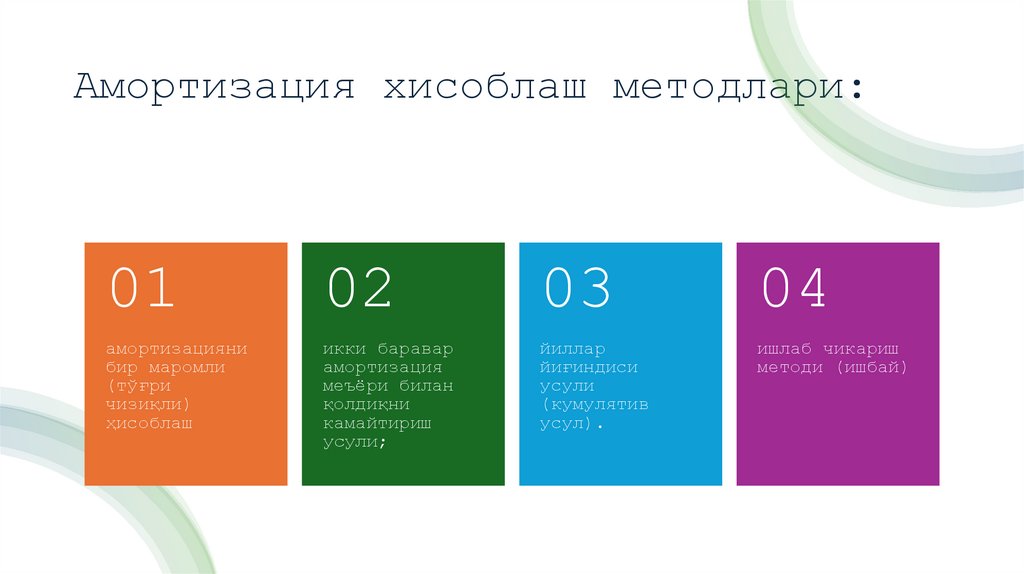 Амортизация хисоблаш методлари: