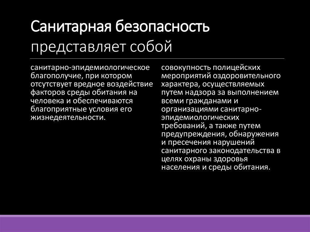 Санитарная безопасность представляет собой