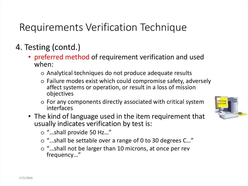 Requirements Verification Technique