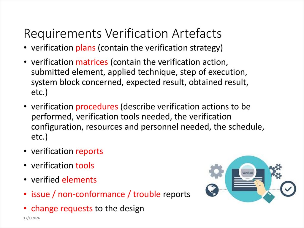 Requirements Verification Artefacts