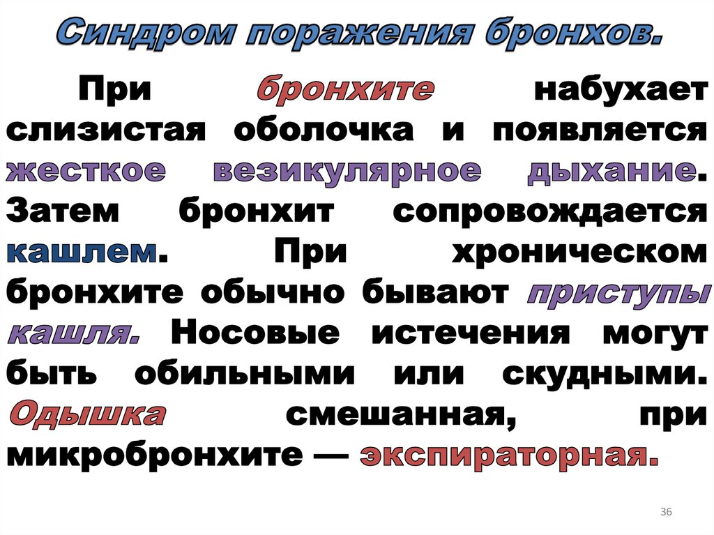 Синдром поражения бронхов.