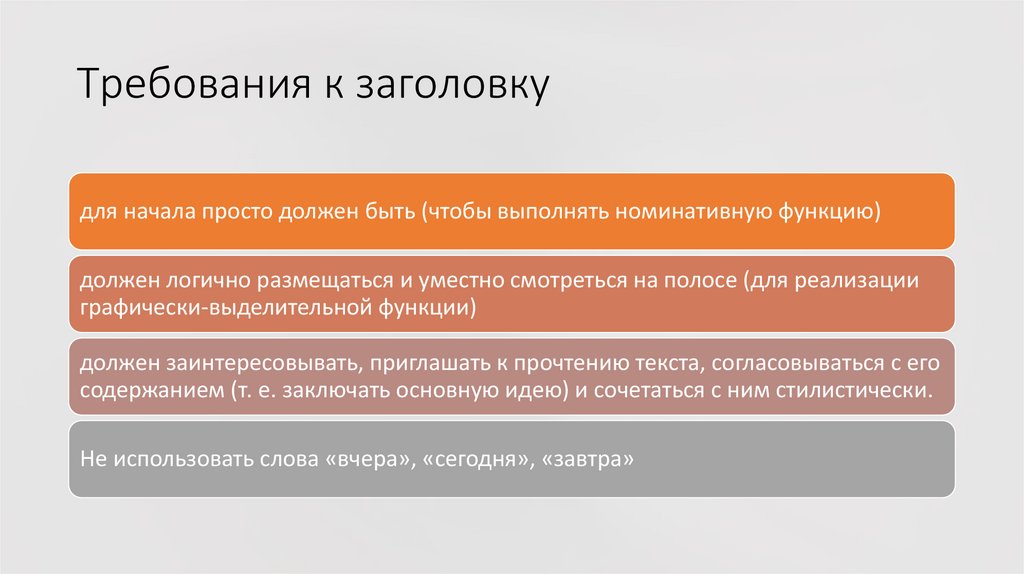 Требования к заголовку