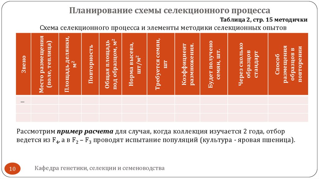 Планирование схемы селекционного процесса