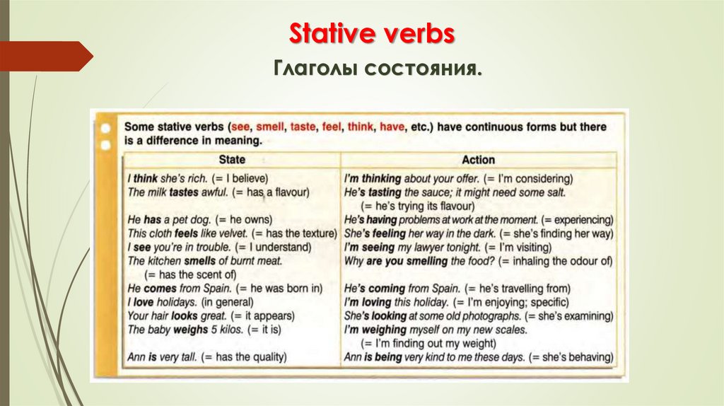 Stative verbs