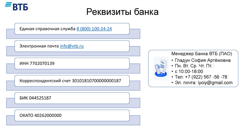 Реквизиты банка