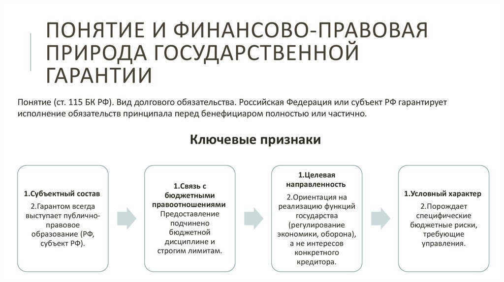Понятие и финансово-правовая природа государственной гарантии