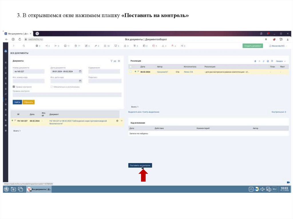 3. В открывшемся окне нажимаем плашку «Поставить на контроль»