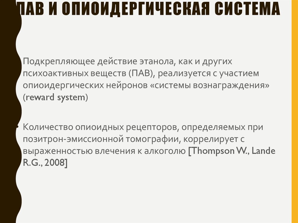 ПАВ и опиоидергическая система