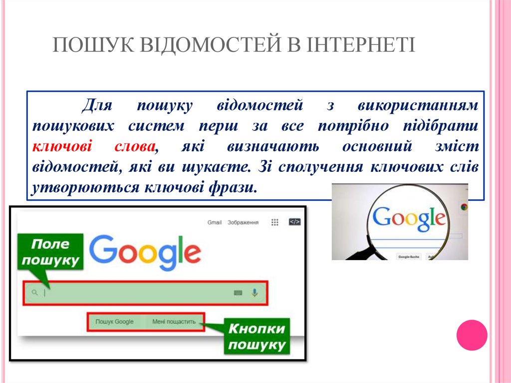 ПОШУК ВІДОМОСТЕЙ В ІНТЕРНЕТІ