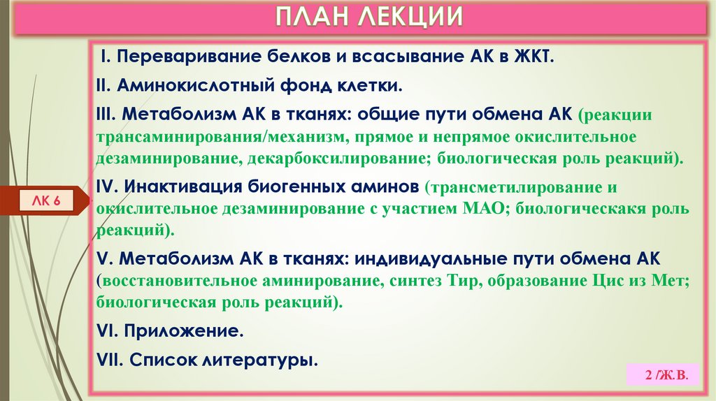 ПЛАН ЛЕКЦИИ