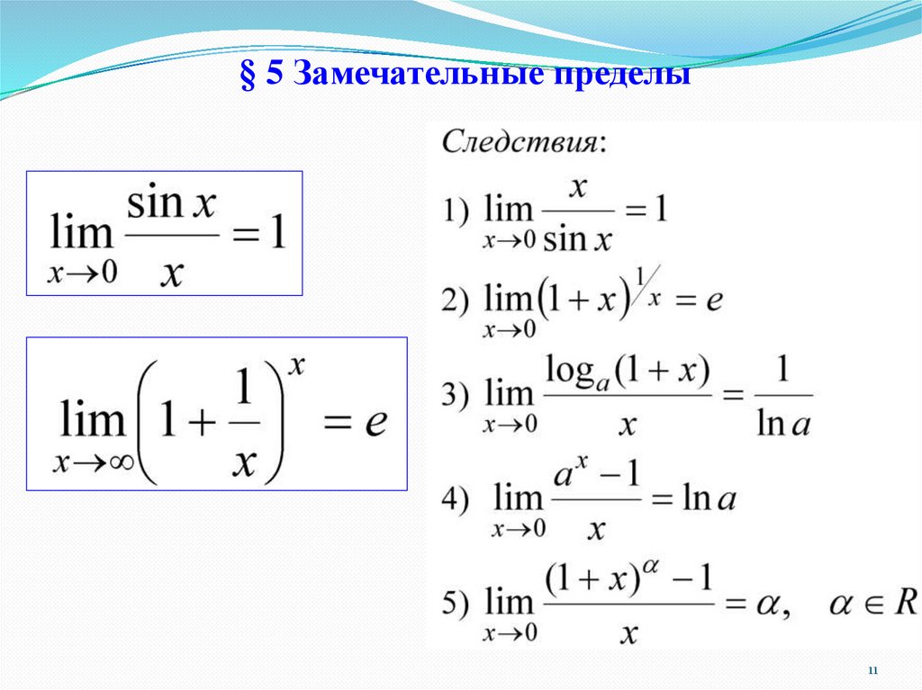 § 5 Замечательные пределы