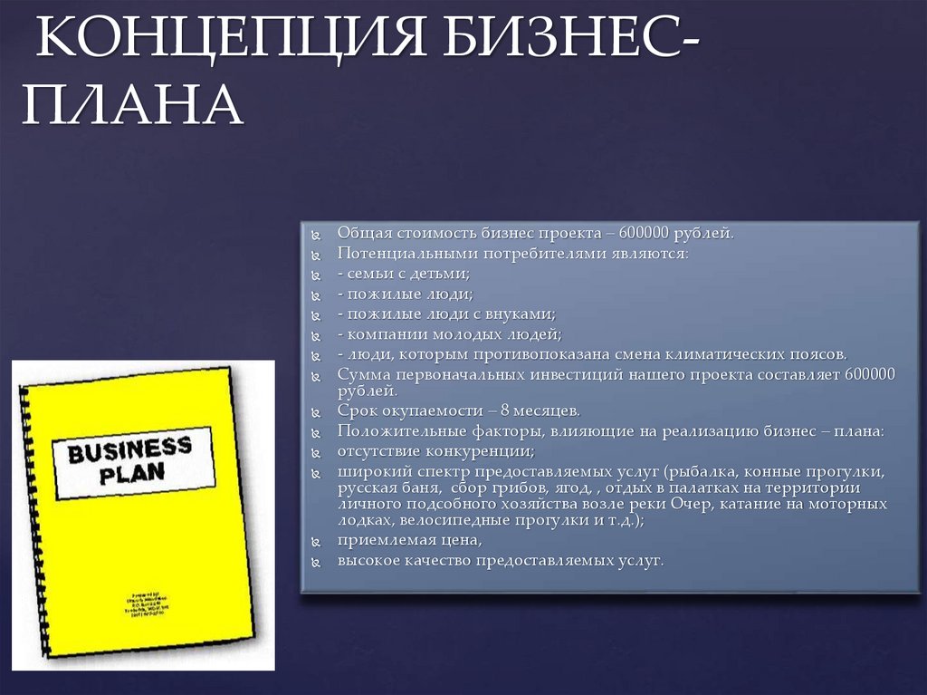 КОНЦЕПЦИЯ БИЗНЕС-ПЛАНА