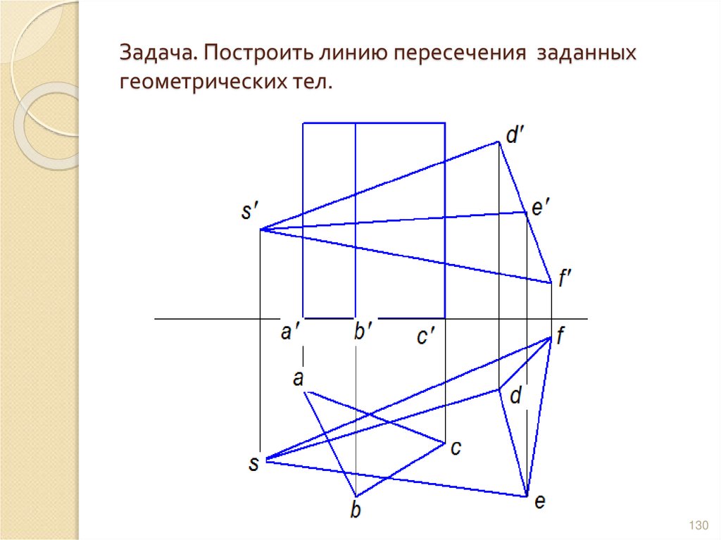 Задача. Построить линию пересечения заданных геометрических тел.
