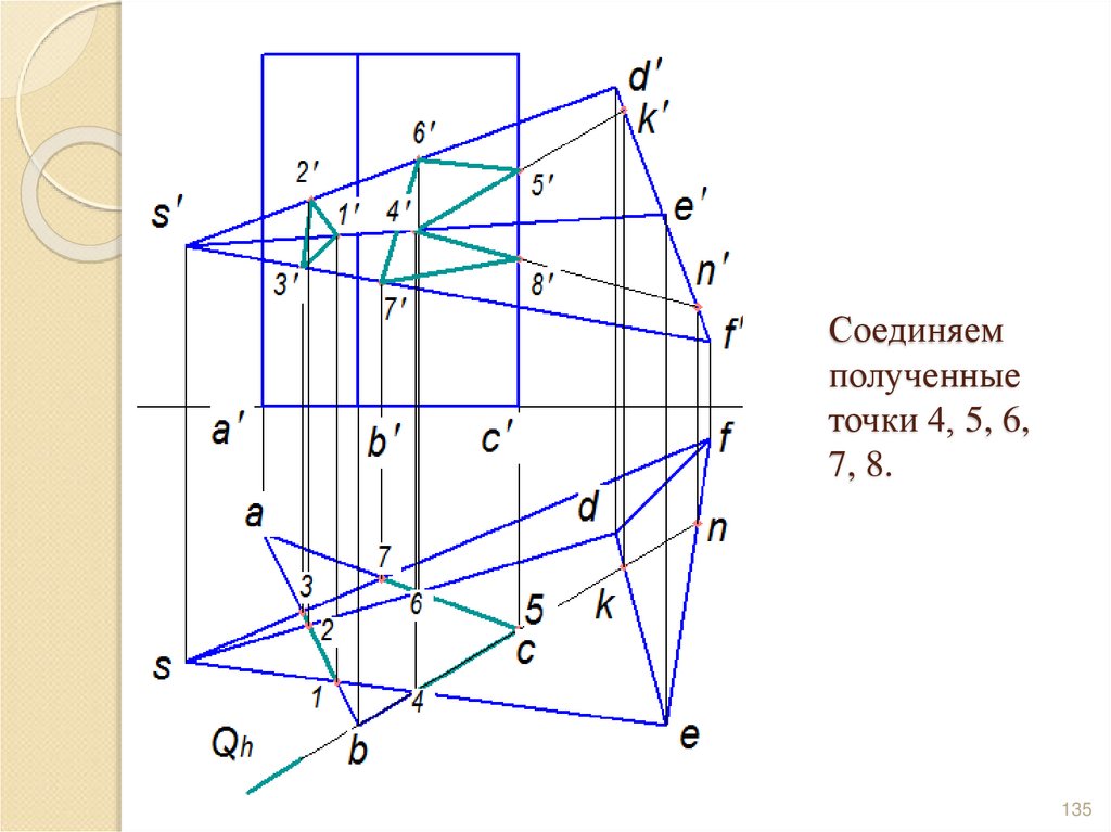 Соединяем полученные точки 4, 5, 6, 7, 8.