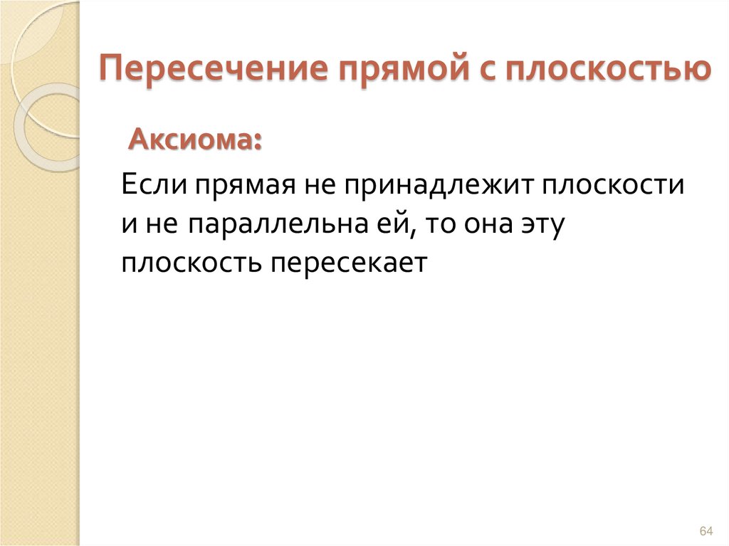 Пересечение прямой с плоскостью