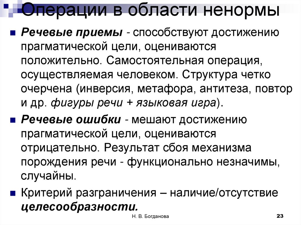 Операции в области ненормы