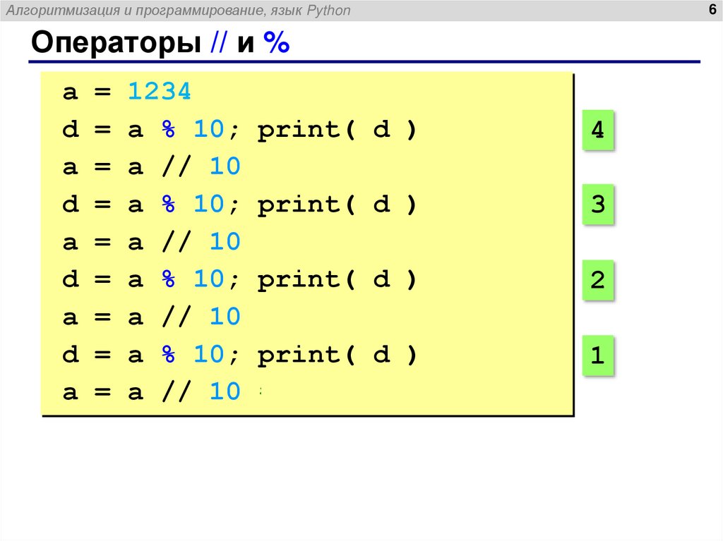 Операторы // и %