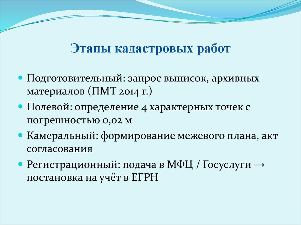 Этапы кадастровых работ