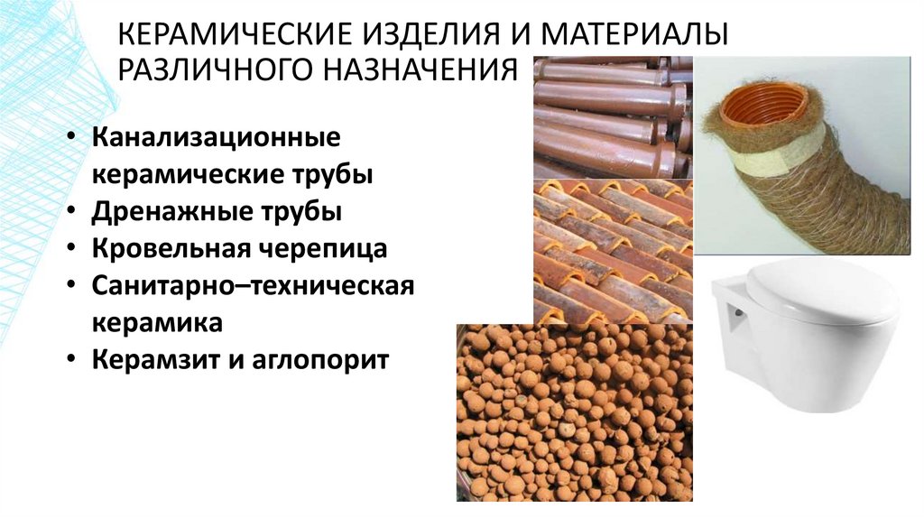 КЕРАМИЧЕСКИЕ ИЗДЕЛИЯ И МАТЕРИАЛЫ РАЗЛИЧНОГО НАЗНАЧЕНИЯ