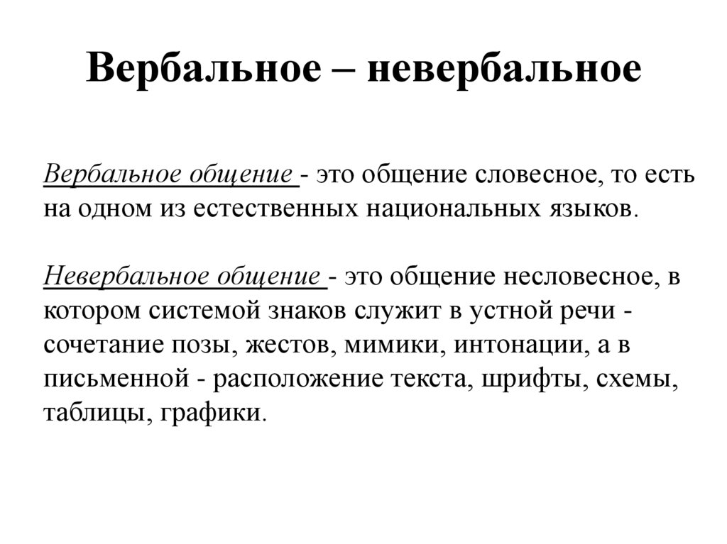 Вербальное – невербальное