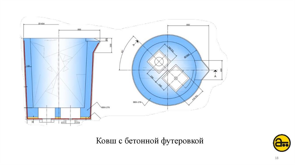 Ковш с бетонной футеровкой