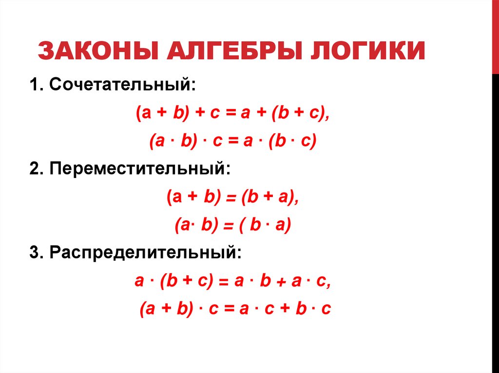 Законы алгебры логики