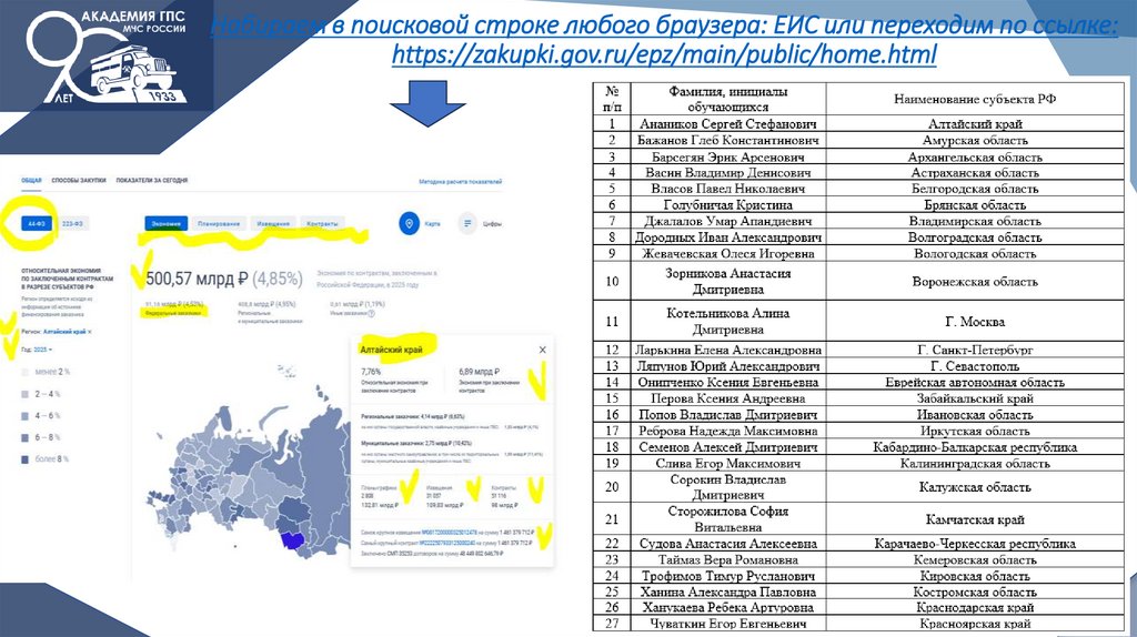 Набираем в поисковой строке любого браузера: ЕИС или переходим по ссылке: https://zakupki.gov.ru/epz/main/public/home.html