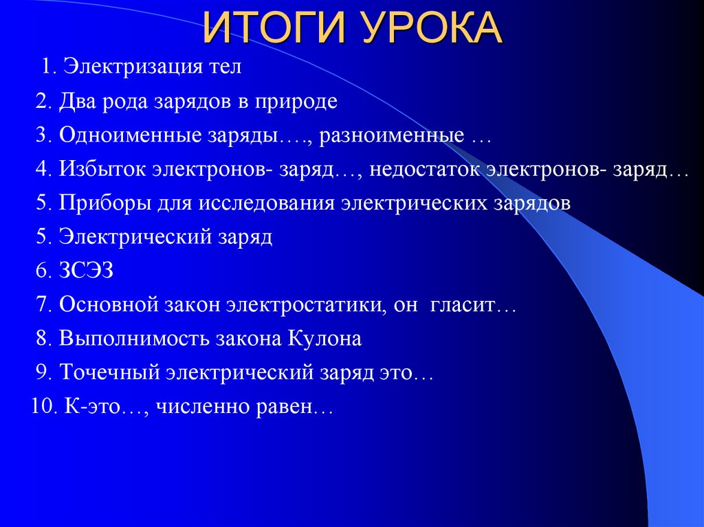 ИТОГИ УРОКА