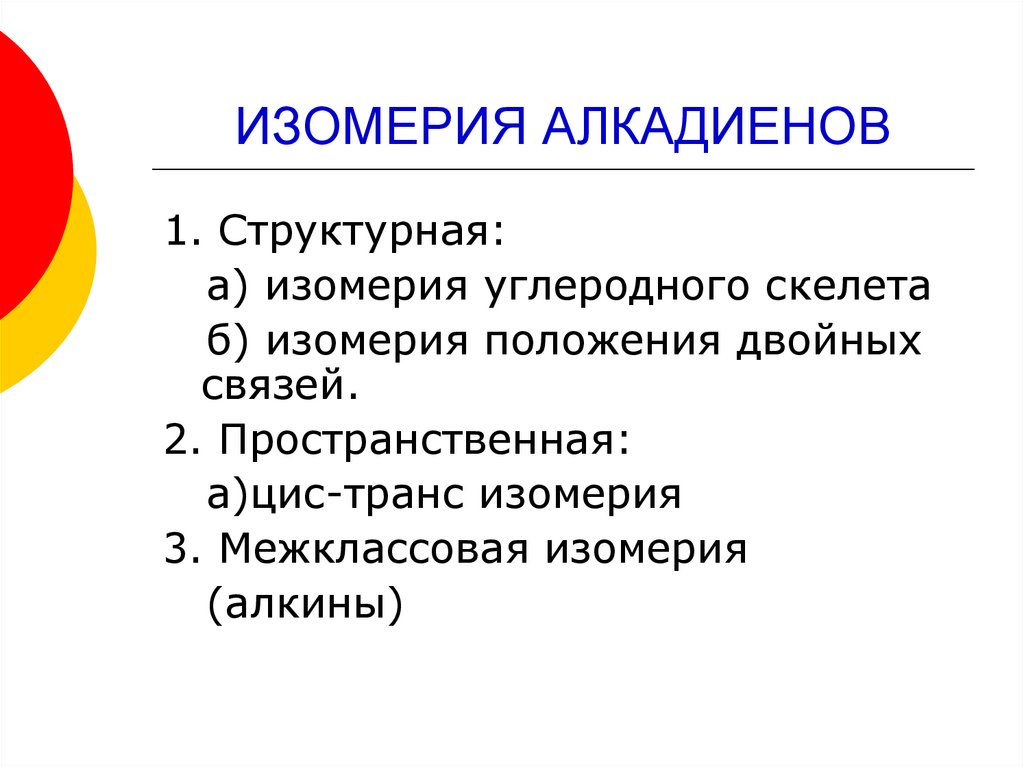 ИЗОМЕРИЯ АЛКАДИЕНОВ