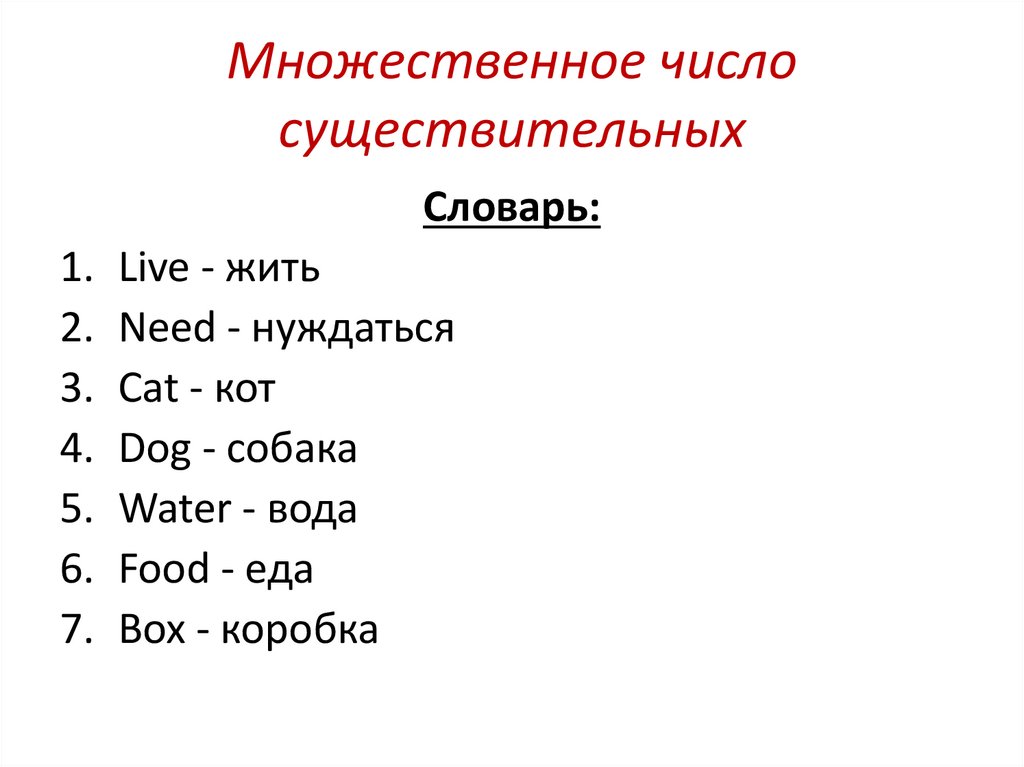 Множественное число существительных