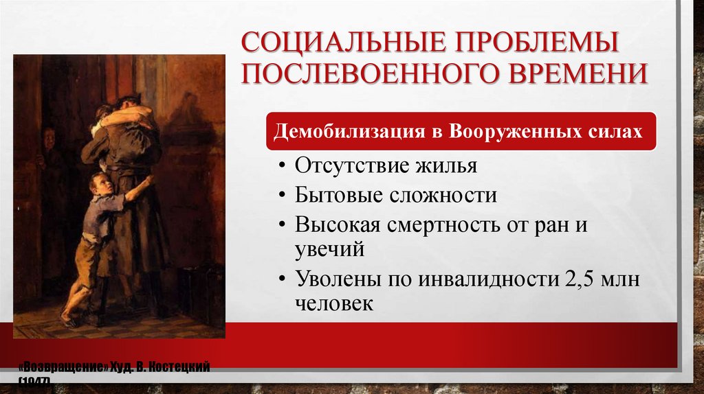 Социальные проблемы послевоенного времени