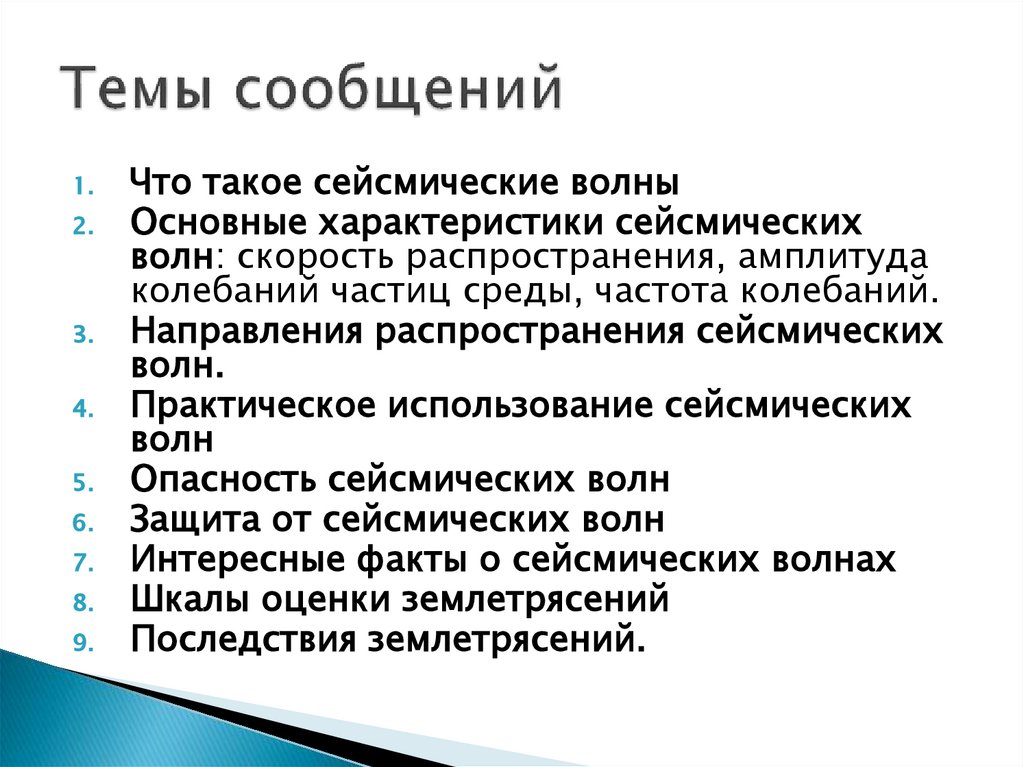 Темы сообщений