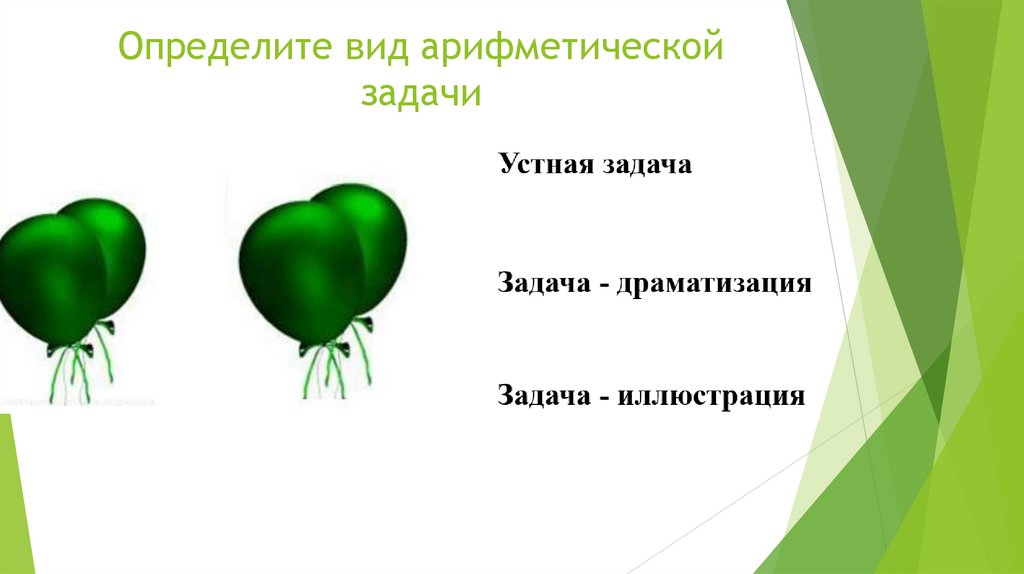 Определите вид арифметической задачи