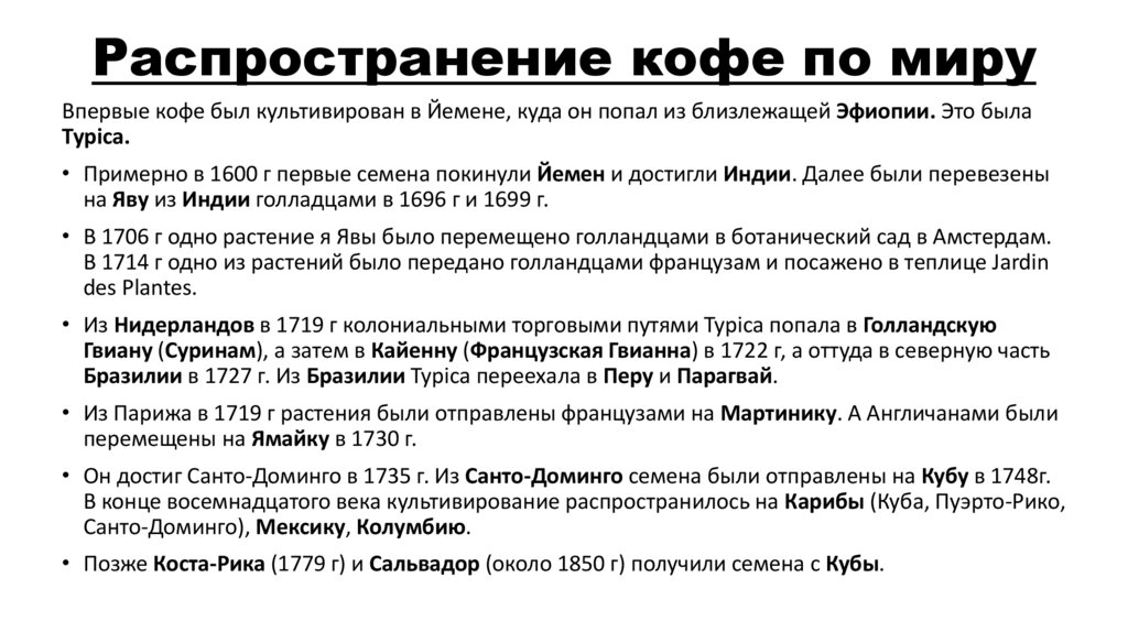 Распространение кофе по миру