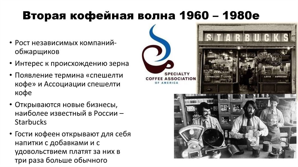 Вторая кофейная волна 1960 – 1980е