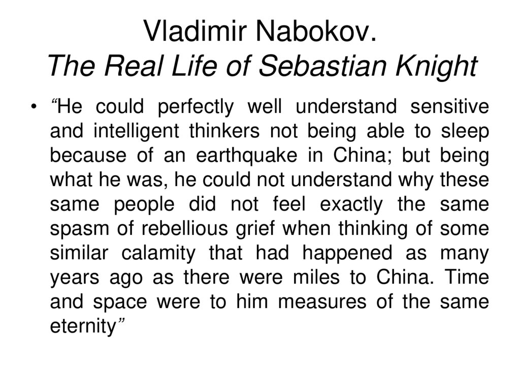 Vladimir Nabokov. The Real Life of Sebastian Knight