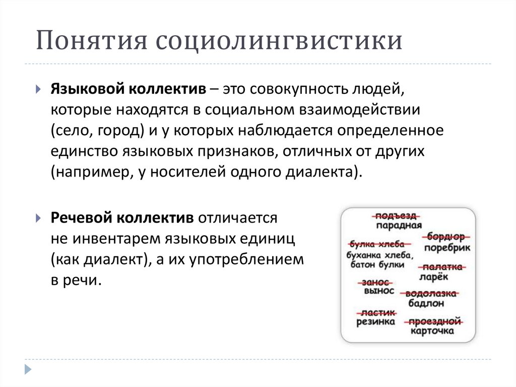 Понятия социолингвистики