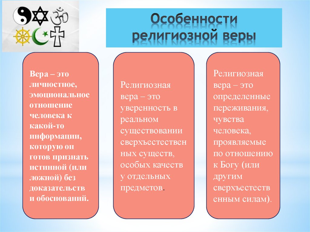 Особенности религиозной веры