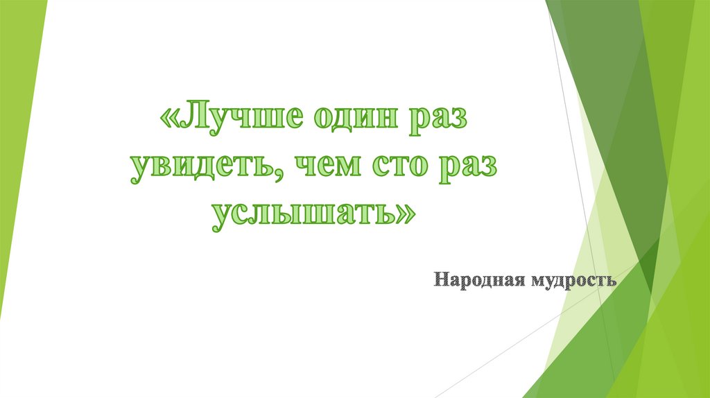 «Лучше один раз увидеть, чем сто раз услышать»