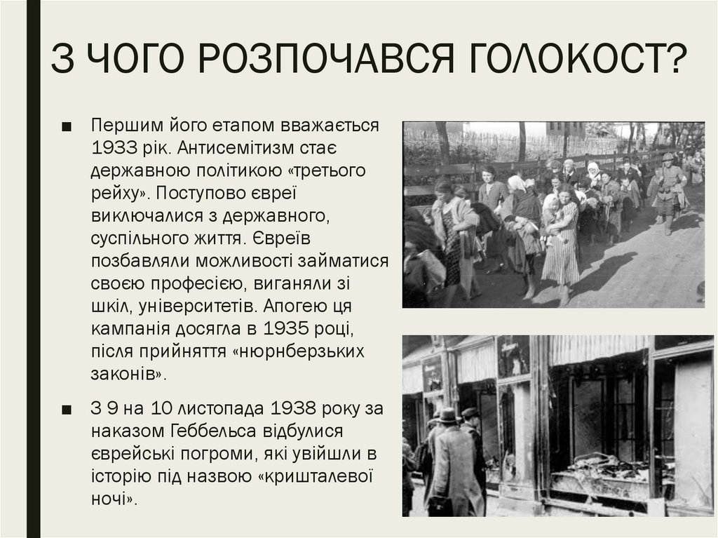 З ЧОГО РОЗПОЧАВСЯ ГОЛОКОСТ?