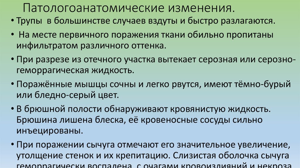 Патологоанатомические изменения.